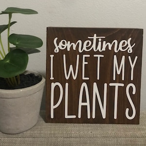 sometimes I wet my plants - succulent sign - funny plant lady decor - gardening wall art - indoor garden sign - love plants