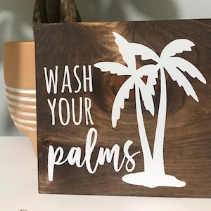 wash your palms - summer vacation home bathroom sign - farmhouse bathroom - best selling bathroom signs - funny wood sign