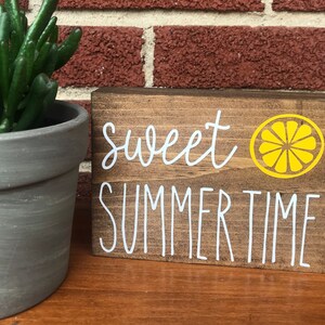 sweet summertime - lemon slice tiered tray block - shelf sitter - farmhouse sunshine quote - summer home decor