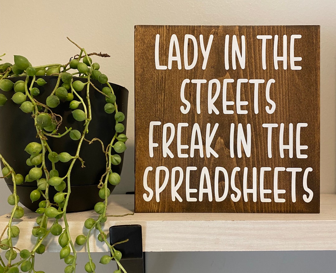 Lady in the Streets Freak in the Spreadsheets- Funny Decor - Office