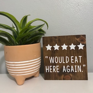 5 stars Would eat here again - funny kitchen sign - eat sign - moms kitchen sign