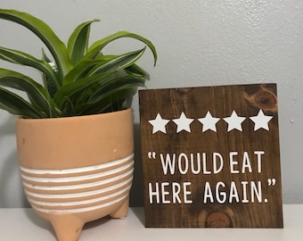 5 stars Would eat here again - funny kitchen sign - eat sign - moms kitchen sign