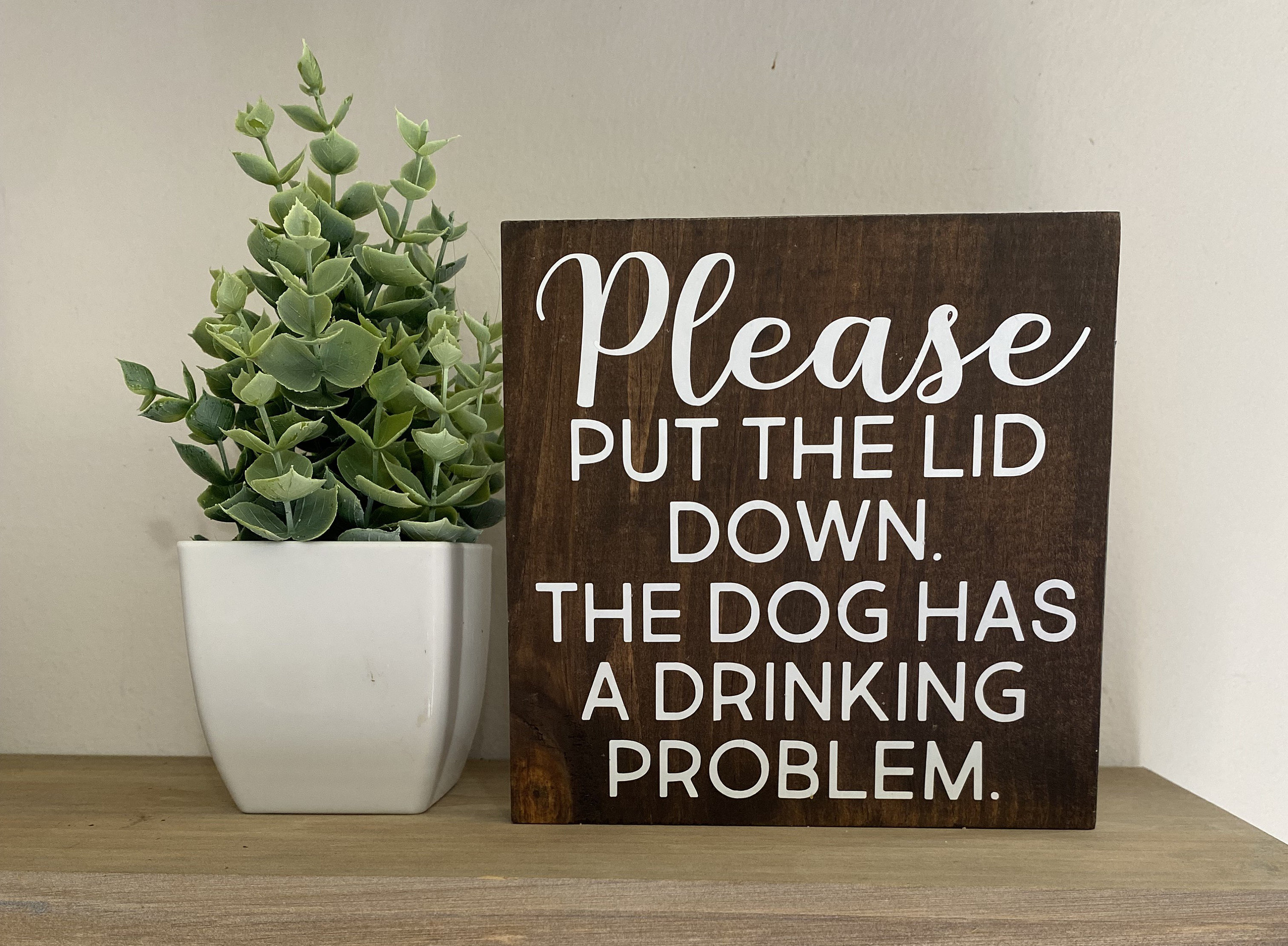 Cartello Da Bagno Divertente In Legno – Put The Lid Down The Dog Has A Drinking Problem, Decorazione Parete Rustica, Regalo Umoristico Per Amici E Famiglia