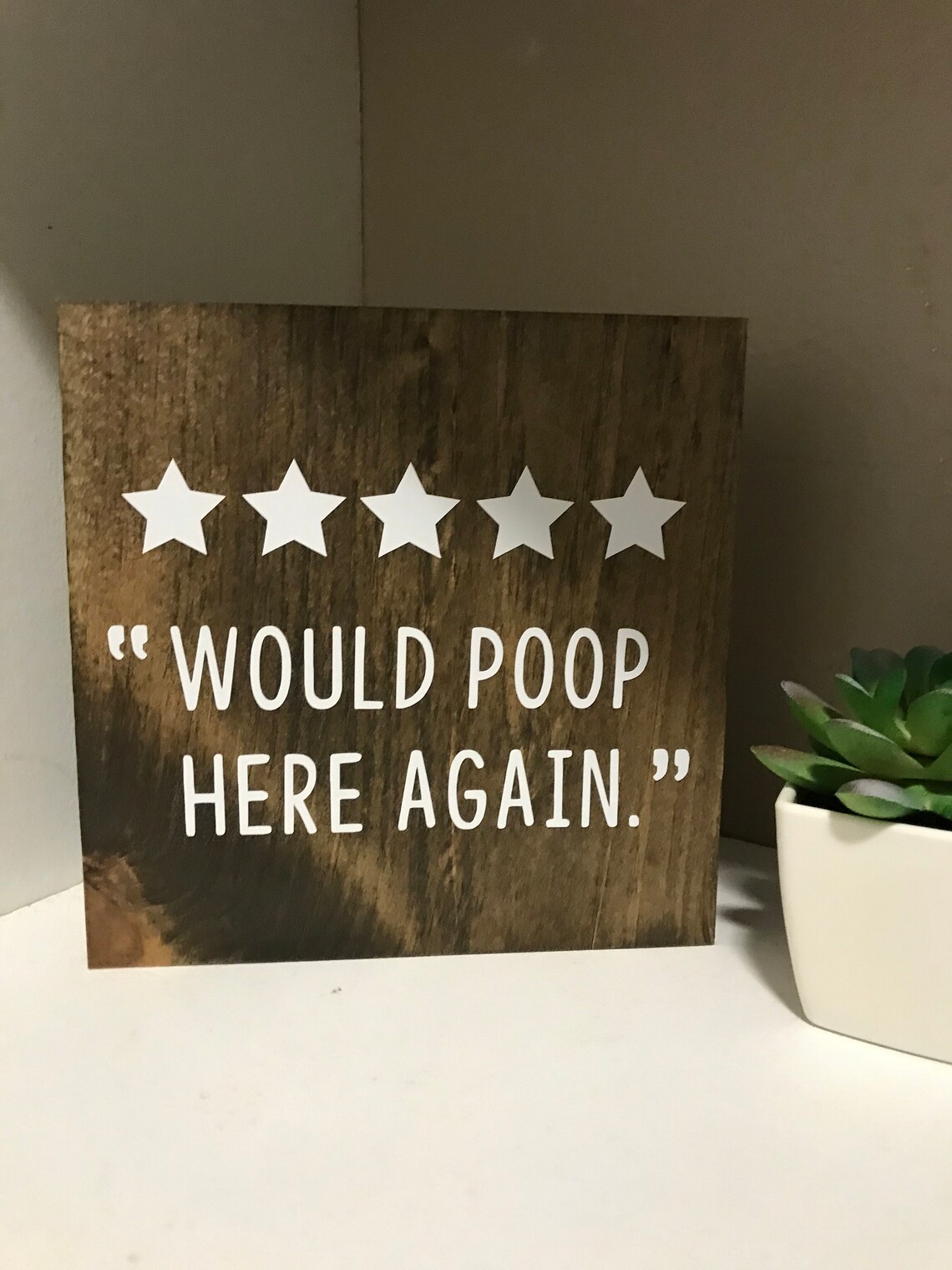 Would poop here again 5 stars poop sign funny sign Etsy