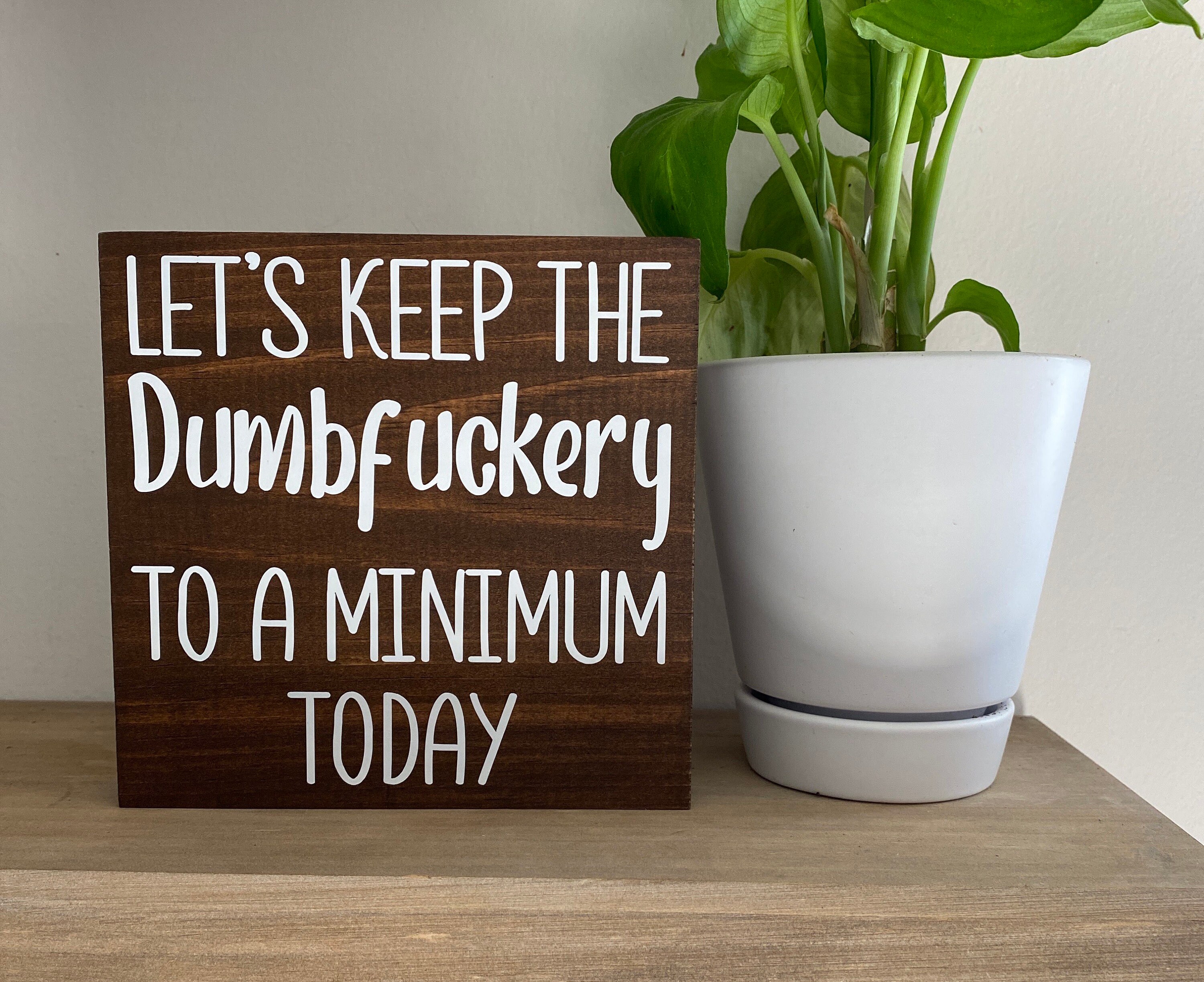 Let's Keep The Dumbfuckery To A Minimum Decorative Sign Home