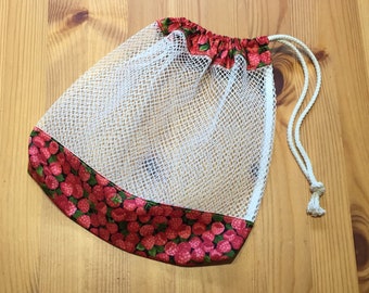 Reusable Produce Bags, Mesh & 100% Cotton, Drawstring Grocery bags for Vegetable and Fruit, Market shopping bags, Eco friendly, Zero waste.