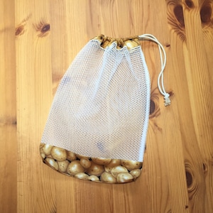 Reusable Produce Bags, Mesh & 100% Cotton, Drawstring Grocery bags for Vegetable and Fruit, Market shopping bags, Eco friendly, Zero waste.