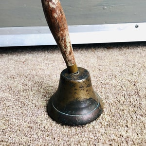 Antique Hand Bell Wood Handled School Bell Antique Dinner Bell Late 19th Century
