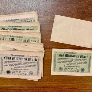 56 Count 1923 German Five Million Mark Reichsbanknotes