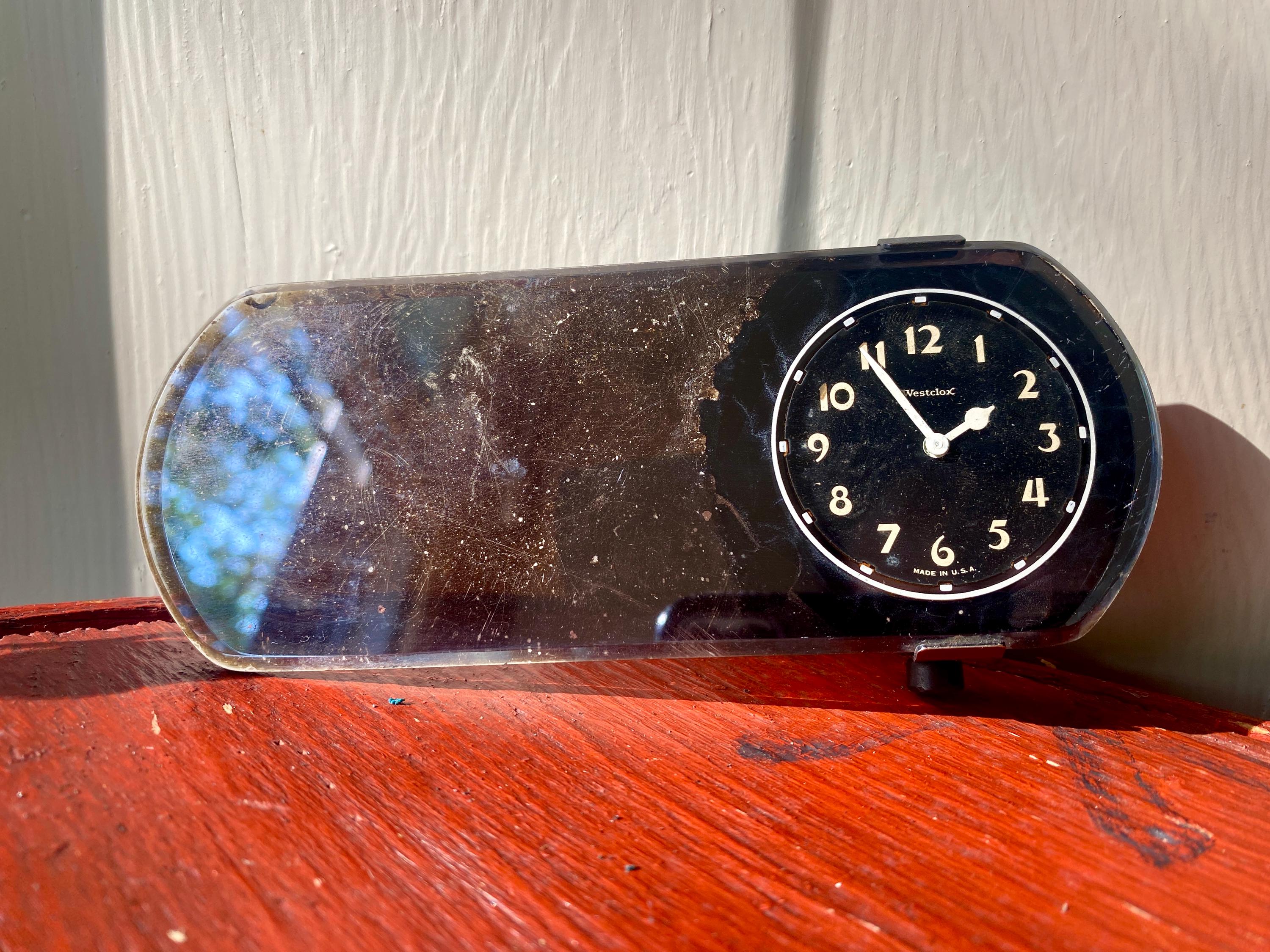 Vintage Westclox Rear View Mirror With Clock - Etsy
