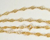 Edwardian era stamped 18K solid gold filigree necklace Fine fancy links Art Nouveau chain