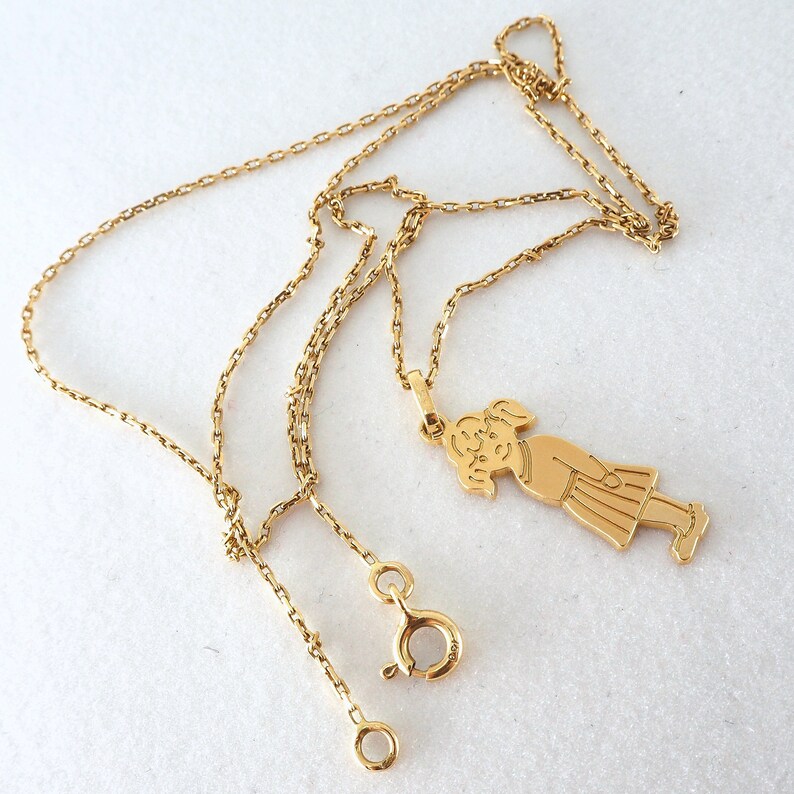 Vintage Little Orphan Annie Necklace in 18K Solid Gold Stamped Etsy