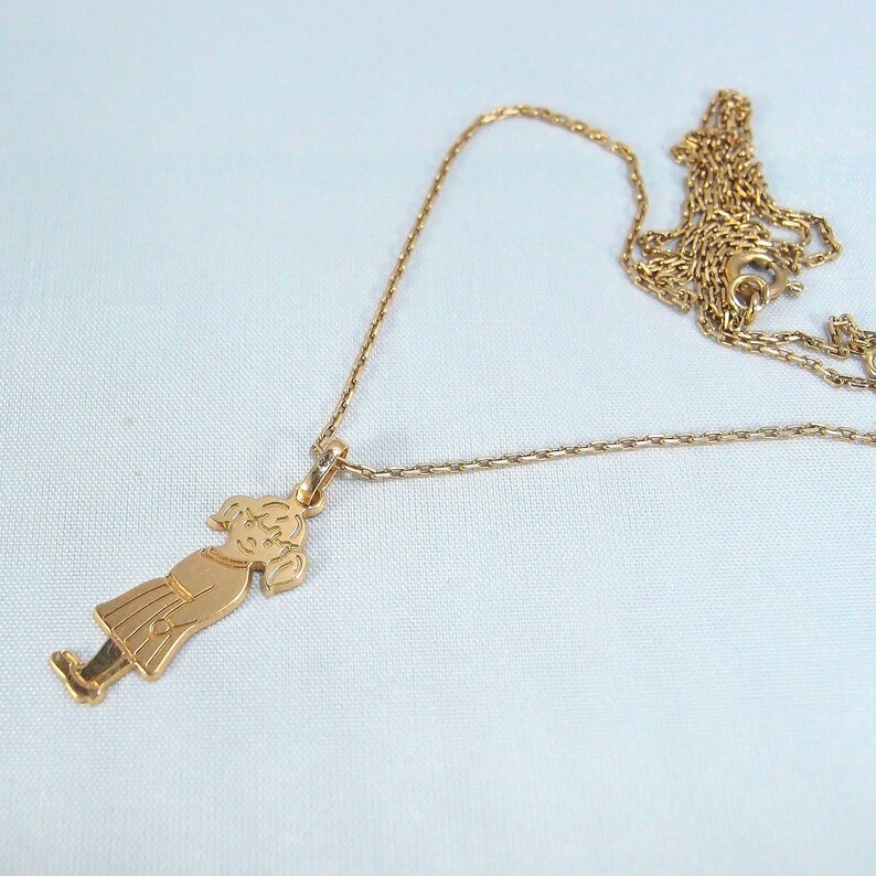 Vintage Little Orphan Annie Necklace in 18K Solid Gold Stamped Etsy