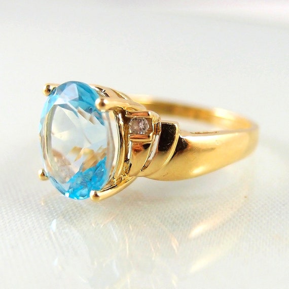 Stunning 18K solid gold and natural topaz ring Di… - image 9