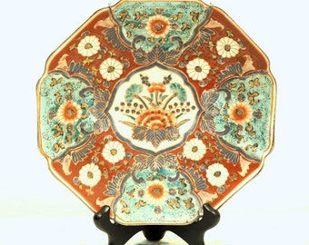 Antique hand painted Japanese Imari Charger or plate. Rare collector's item. All markings on back.