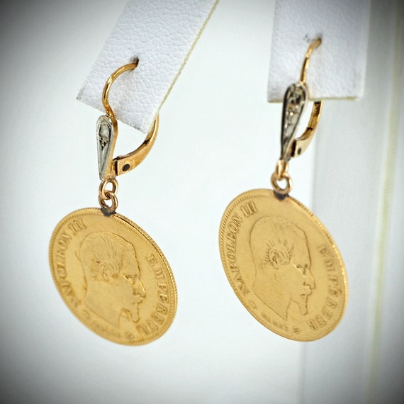 Solid gold coin earrings deals