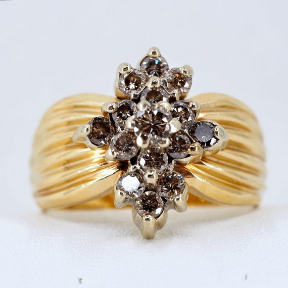 Massive solid gold ring with 0.60ct earth mined d… - image 1