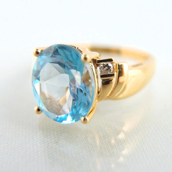 Stunning 18K solid gold and natural topaz ring Di… - image 2