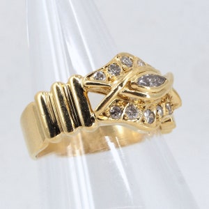 Massive 18K solid gold ring with natural diamonds Stamped fine gold jewelry Vintage 18 carat yellow gold ring Anniversary ring