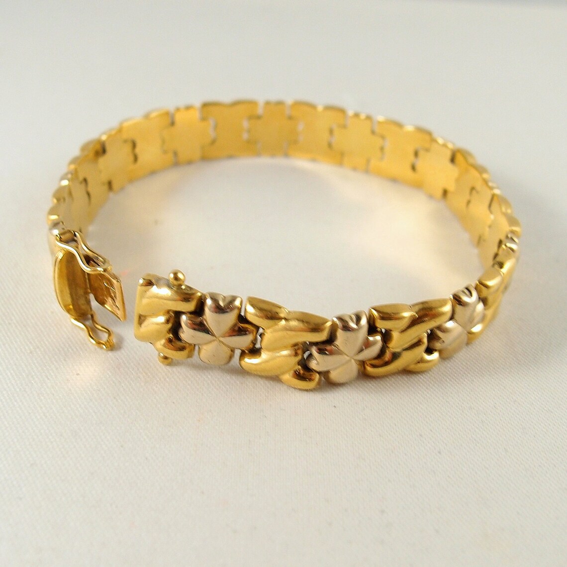 Vintage Italian design stamped 18K solid gold bracelet Massive Etsy
