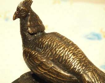 Estate 19th cent. original bronze pheasant hen. Circa 1890