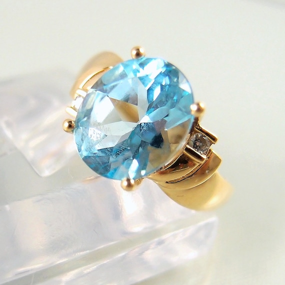 Stunning 18K solid gold and natural topaz ring Di… - image 1