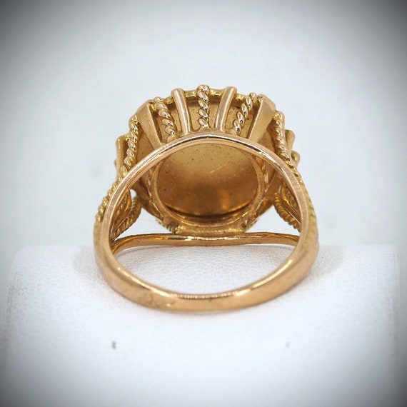 18K solid gold signet ring Love symbol on heavy v… - image 6