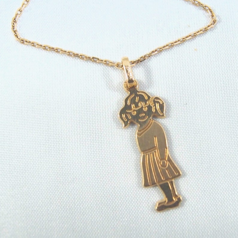 Vintage Little Orphan Annie Necklace in 18K Solid Gold Stamped Etsy
