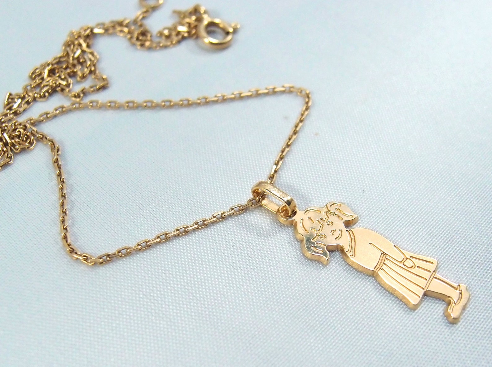 Vintage Little Orphan Annie Necklace in 18K Solid Gold Stamped Etsy