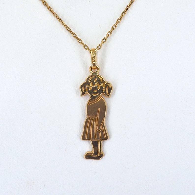 Vintage Little Orphan Annie Necklace in 18K Solid Gold Stamped Etsy