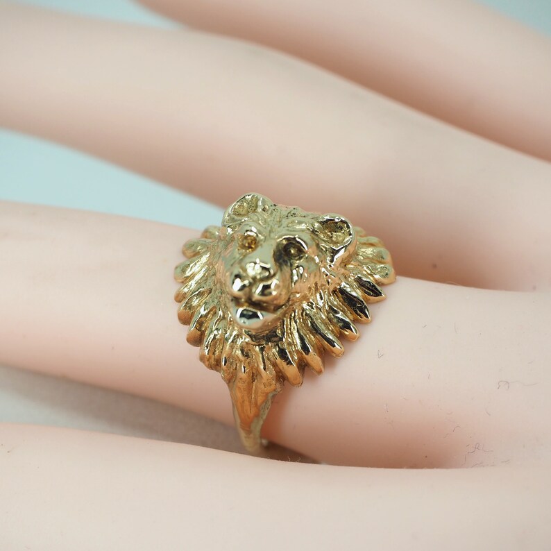 Spectacular 18K Solid Gold Lion Head Ring Hallmarked Gold Lion Etsy