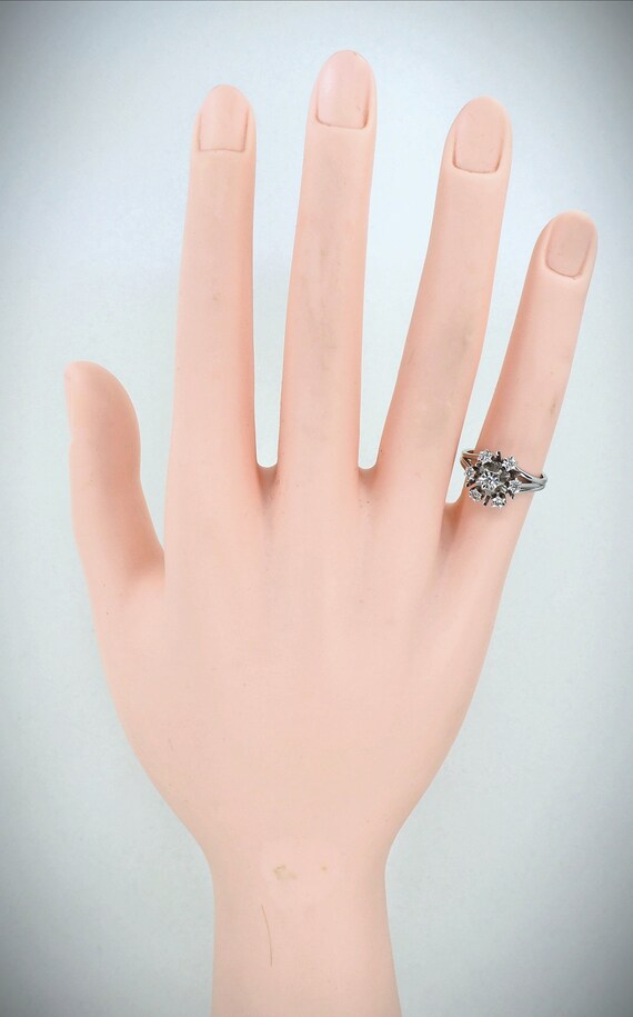 18K Solid White Gold Ring Natural European Cut Diamonds