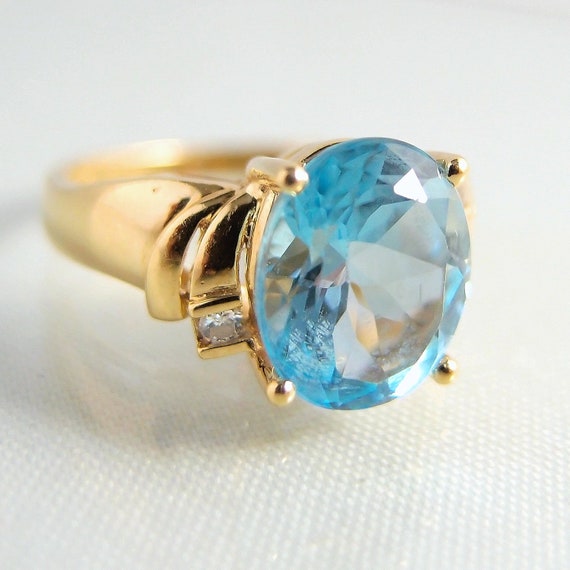 Stunning 18K solid gold and natural topaz ring Di… - image 6