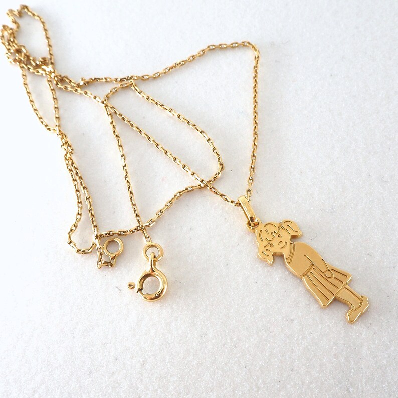 Vintage Little Orphan Annie Necklace in 18K Solid Gold Stamped Etsy