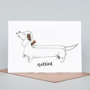 Tarjeta de felicitación tamaño A6 con Dachshund casado