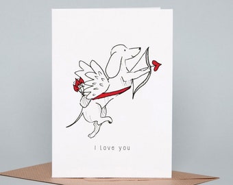 Cupid Dachshund A6 Greeting Card