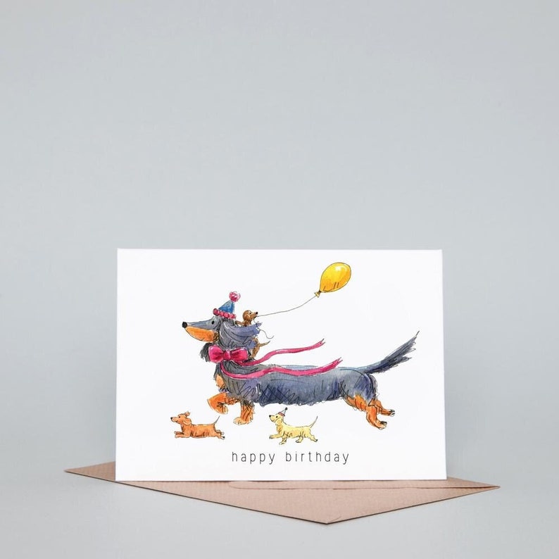 Dachshund Family Happy Birthday Greeting Card - Etsy