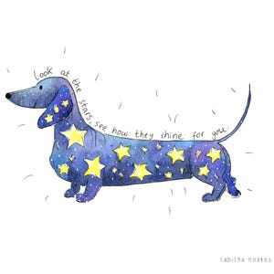 Digital Look At The Stars Dackel Art, Größe A5