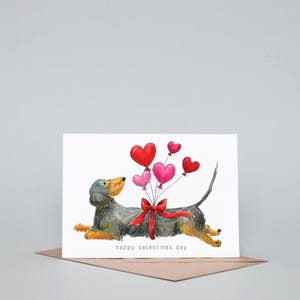 Tarjeta de San Valentín con Dachshund de pelo duro