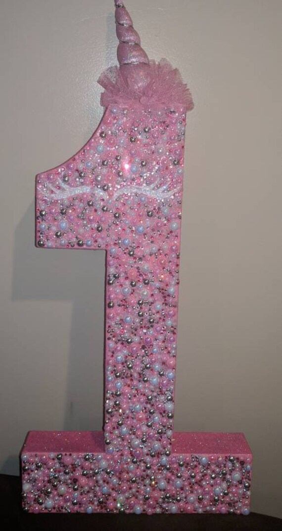 Paper Mache Number 1 (Unicorn Theme) by Felicia's Event Design and