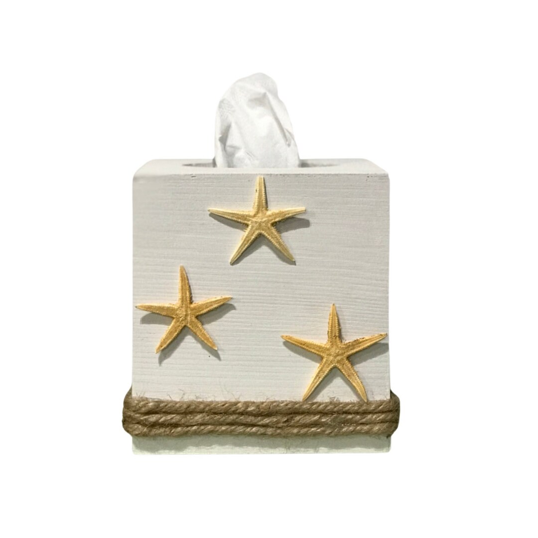 Boîte à Mouchoirs Carmel Ceramica – Ocean Blue – Étoile De Mer – Carré 5 3/4 – Neuf
