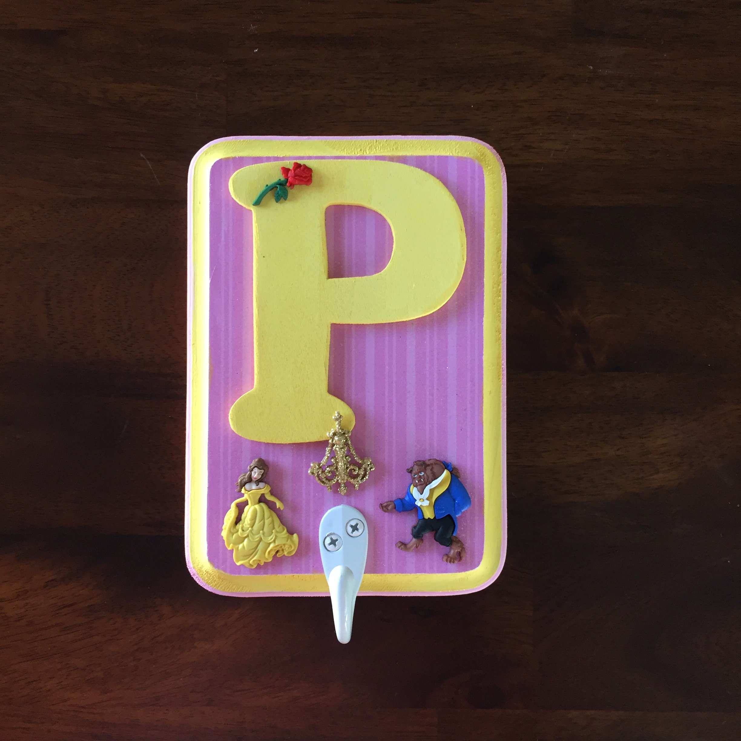 Beauty And The Beast Theme Wall Hook Beauty The Beast Room Decor Custom Wood Wall Hook Girls Bedroom Decor All Letters Available