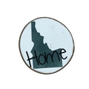 Idaho Home Magnet | Wood Slice | Refrigerator Magnets | Natural Wood Magnets | Idaho Gift | Souvenir | River Rock Blue