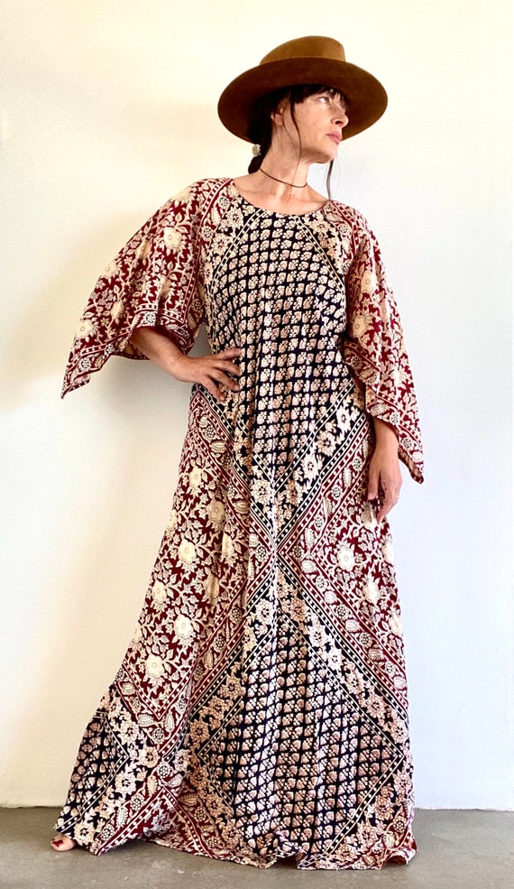70’s Block Print 100% Cotton Indian Maxi Dress