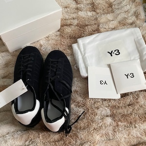 Adidas Y3 men leather sneakers size 10 black white