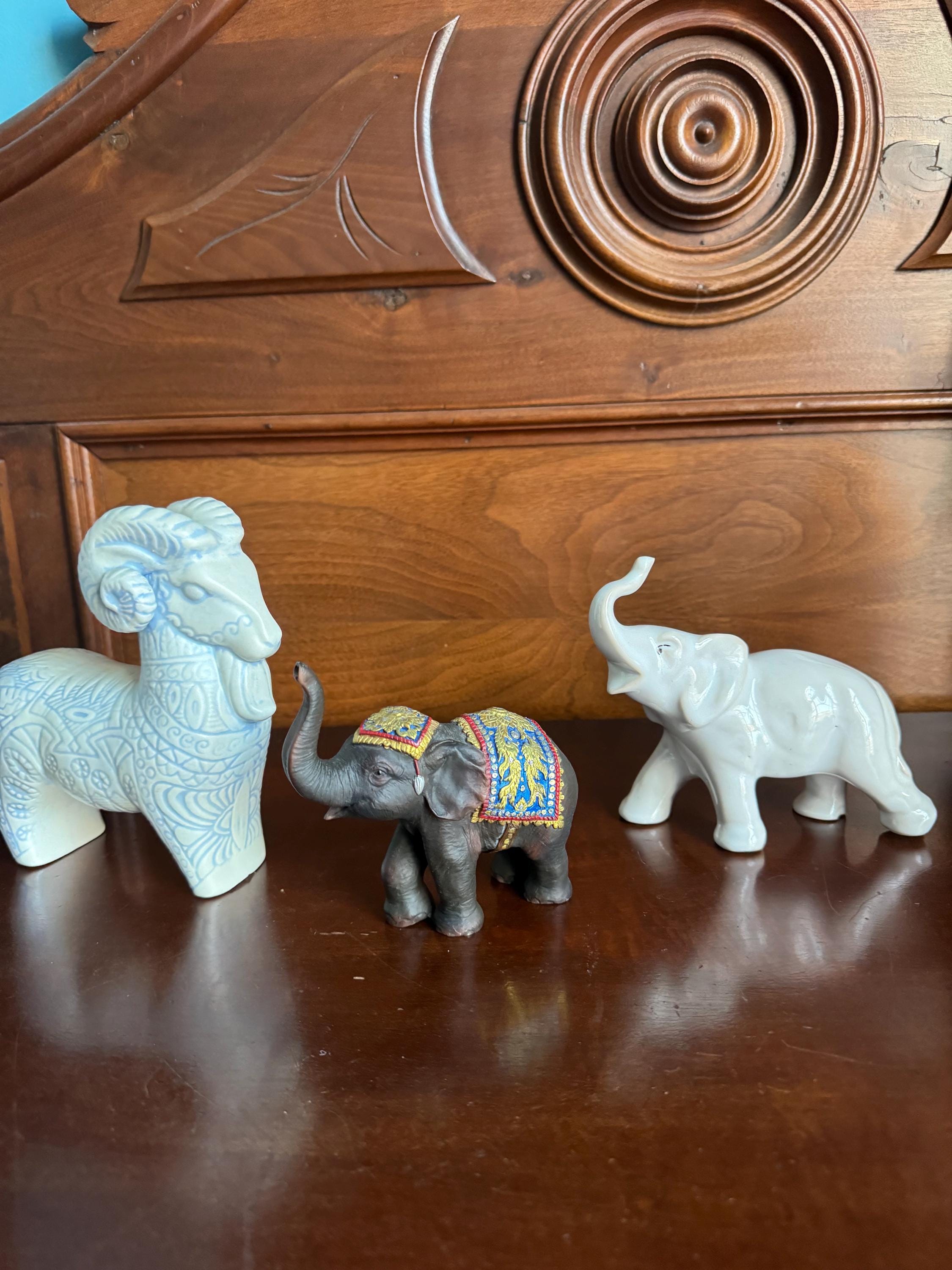 Lot of 3 animal figurines elephant Ram - Etsy 日本