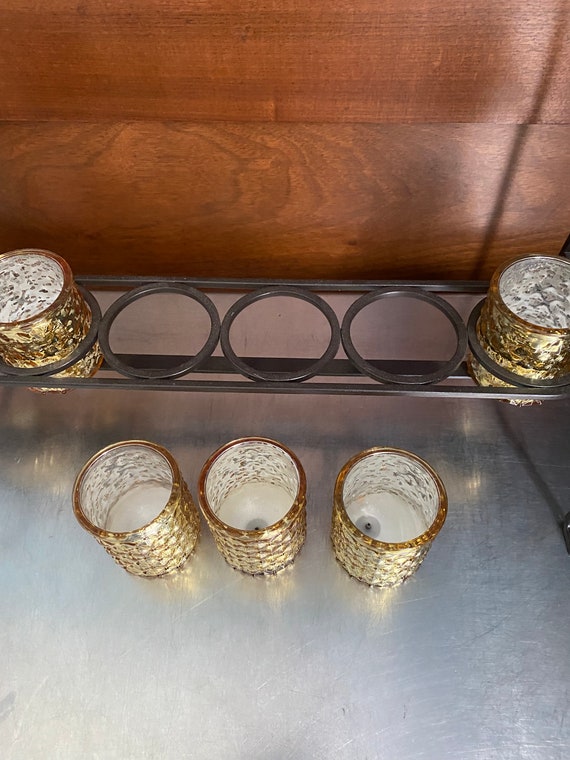 メタルゴールドガラスキャンドルホルダー 6スロット - Etsy 日本