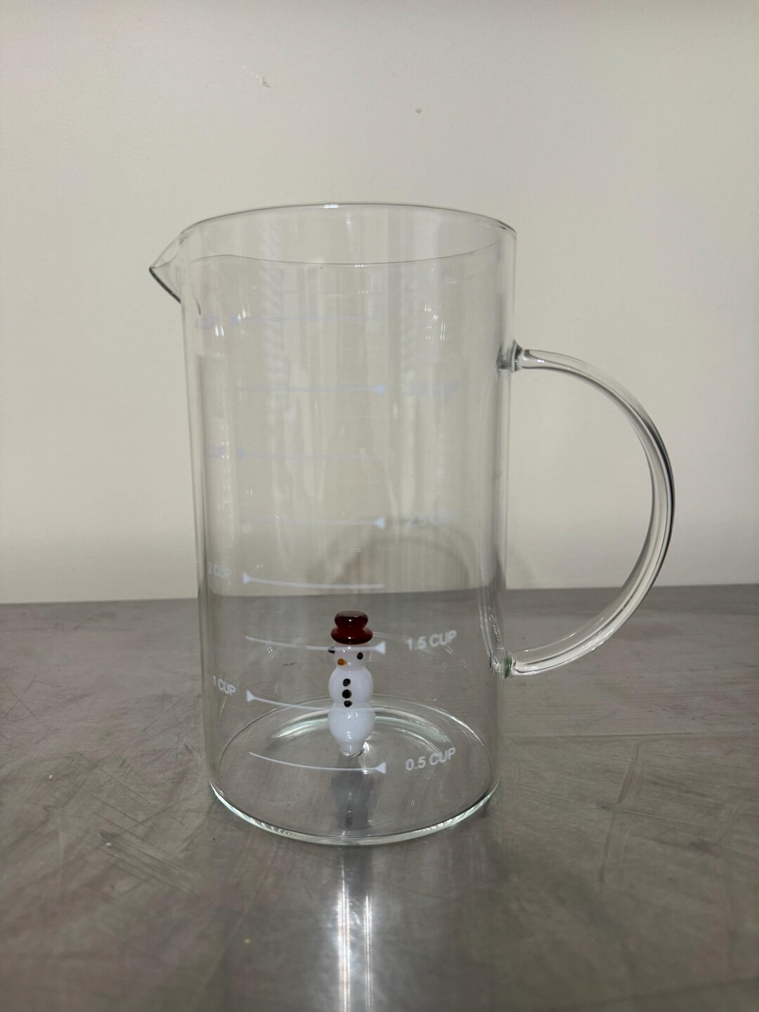 Snowman Measuring Glass Pitcher - Etsy