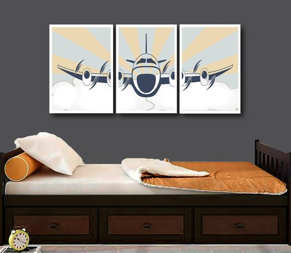 Nursery Plane Airplane Decor Boys Bedroom Wall Art Airplane Etsy