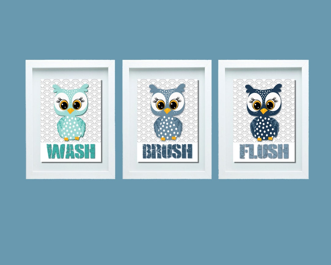 Wash Brush Flush Boys Bathroom Wall Art Boys Bathroom Rules Etsy
